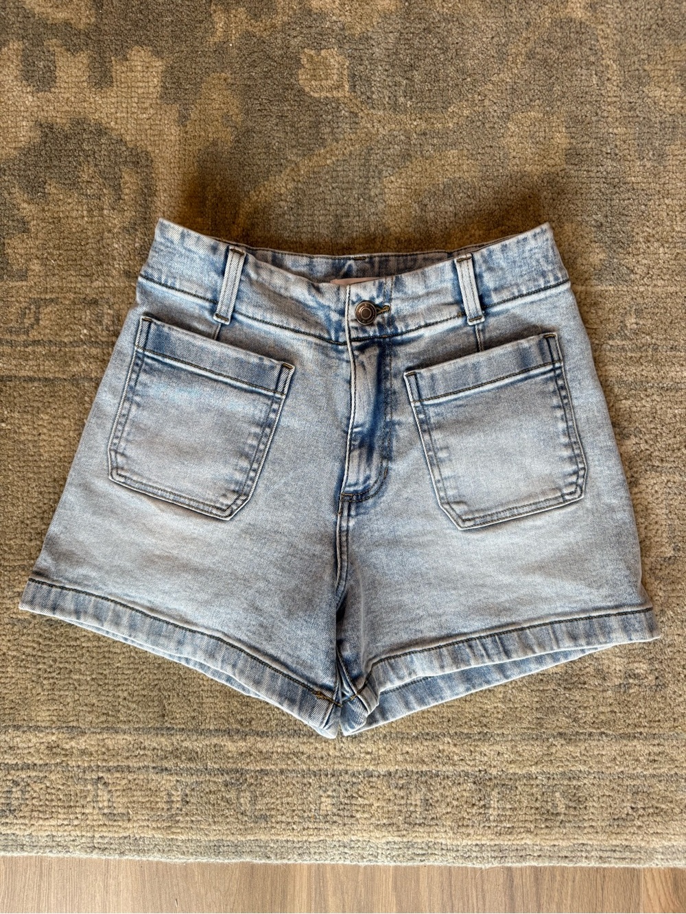 LC Lauren Conrad Light Blue Denim High-Rise Pocket Shorts